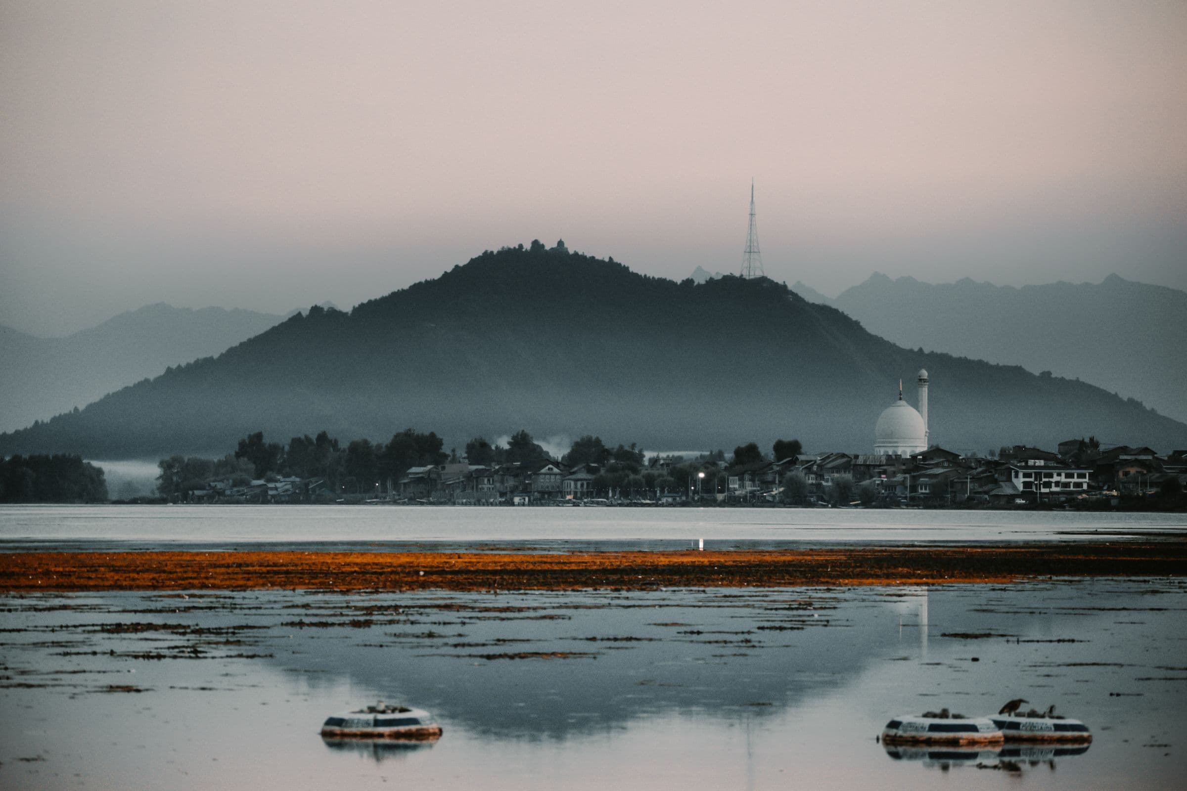 Morning mist over Dal Lake